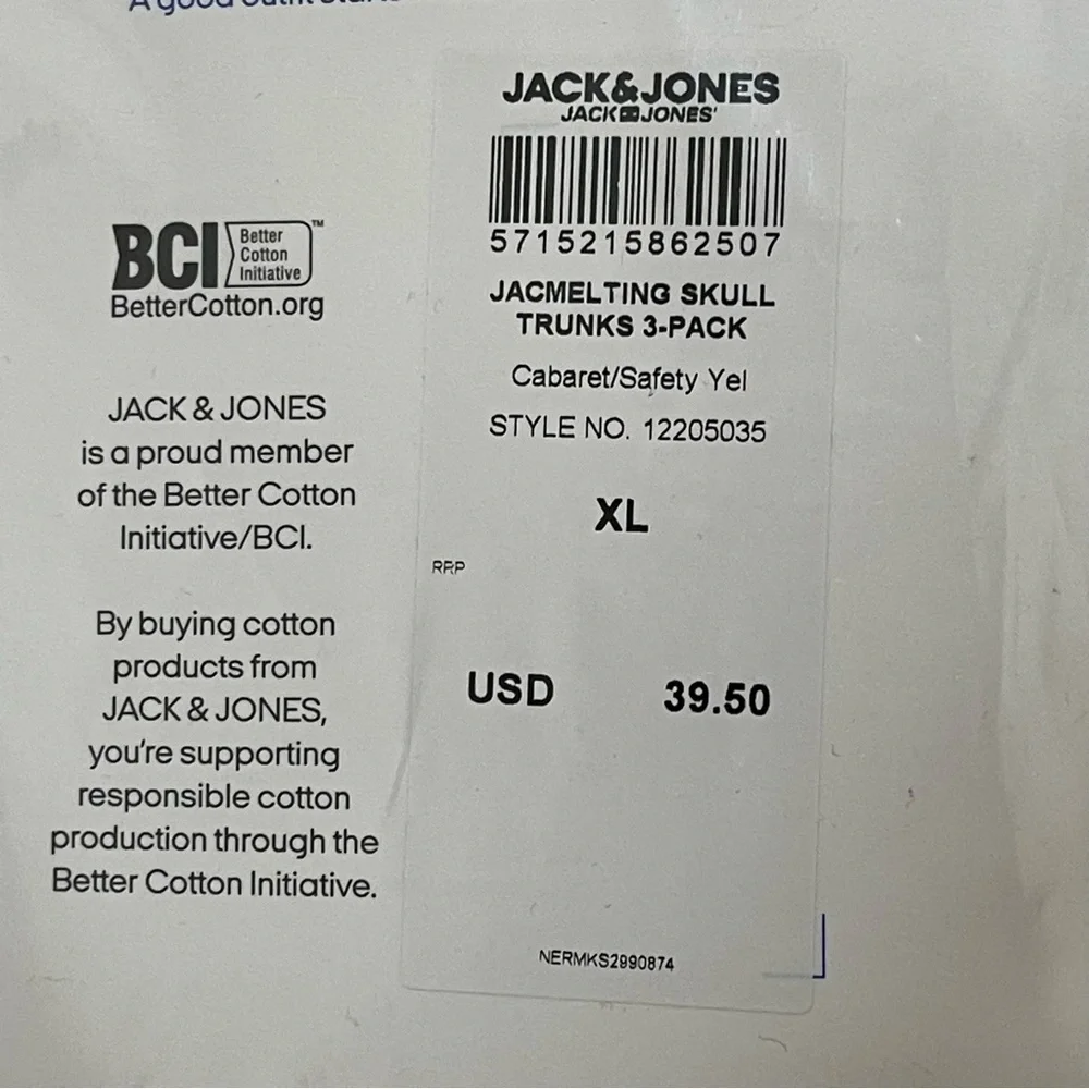 NEW! Jack & Jones Men’s Set of 3 Black Multicolor Boxer Briefs Skull Design- XL